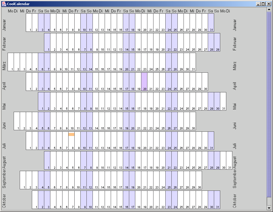 Calendar year-view (screenshot of Java2D implementation)